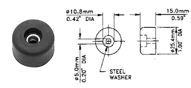 Nóżka gumowa/Large Rubber Foot with Steel Washer